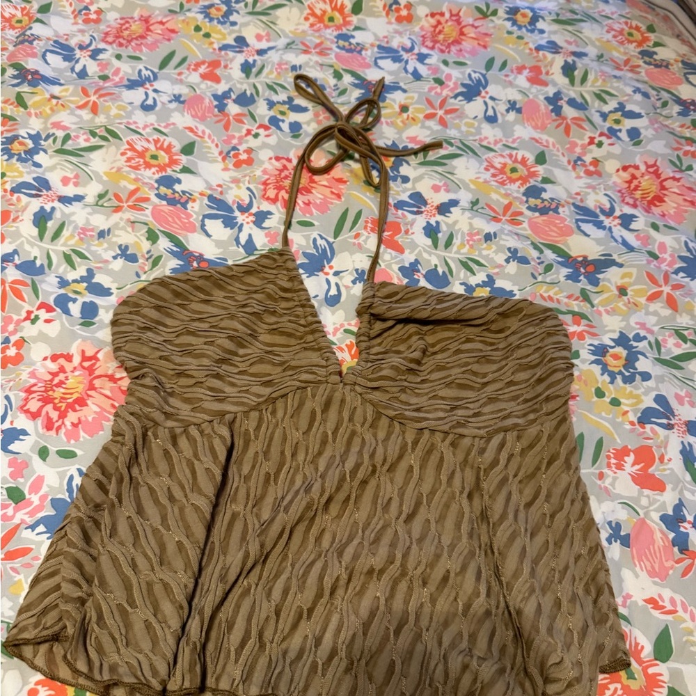 SHEIN Textured Olive Crop Top